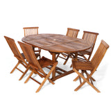 7-Piece Oval Extension Table Folding Chair Set
