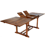 7-Piece Twin Butterfly Leaf Teak Extension Table Stacking Chair Set
