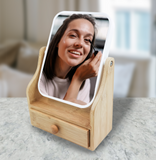Dual-Sided Vanity Mirror with Bamboo Drawer Base by Pursonic