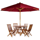 6-Piece 4-ft Teak Octagon Folding Table Set with Umbrella
