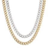 Two-Toned Double Curb Chain Necklace by eklexic