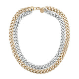 Two-Toned Double Curb Chain Necklace by eklexic