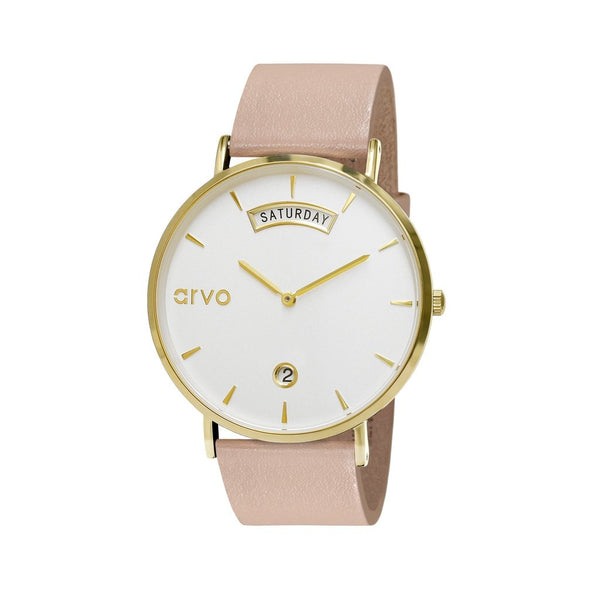 Arvo Awristacrat Watch - Gold - Sand Leather Band by Arvo