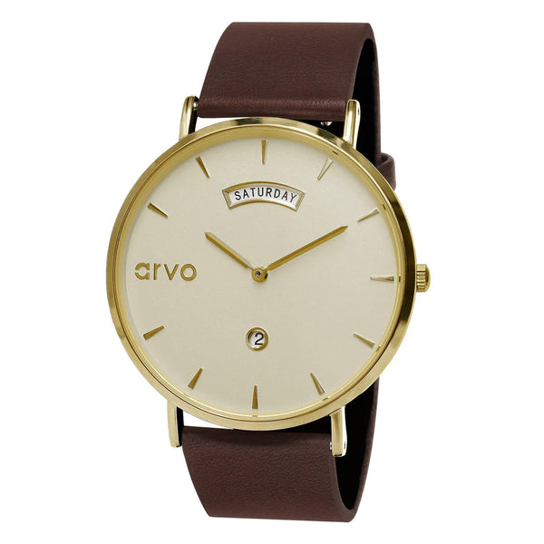 Arvo Gold Awristacrat Watch - Saddle Leather by Arvo