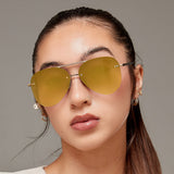 Smaller Megan 2 Mirrored Bronze - Tangle Free Aviator Sunglasses by TopFoxx
