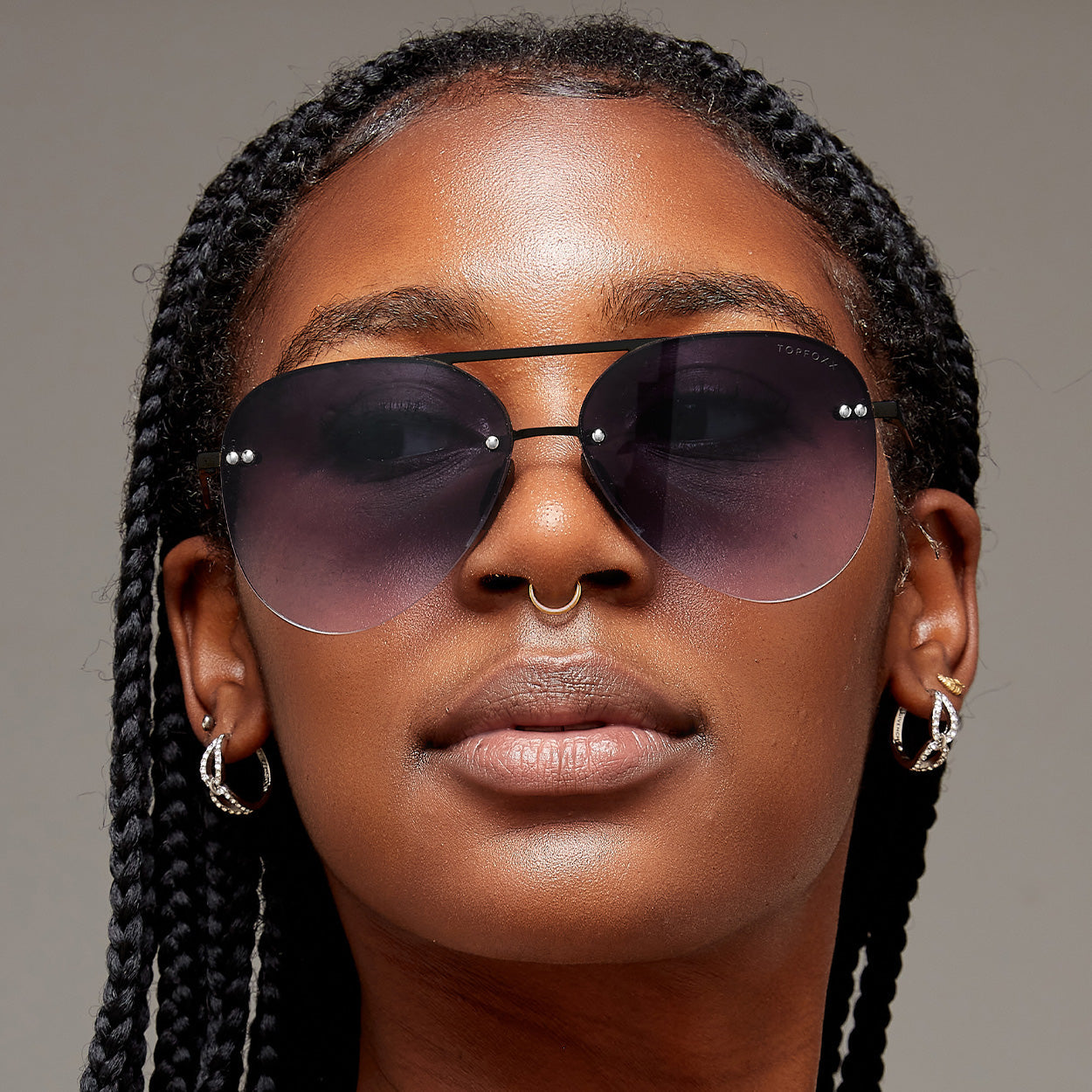 Smaller Megan 2 Faded Black - Tangle Free Aviator Sunglasses by TopFoxx