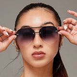 Smaller Megan 2 Faded Black - Tangle Free Aviator Sunglasses by TopFoxx