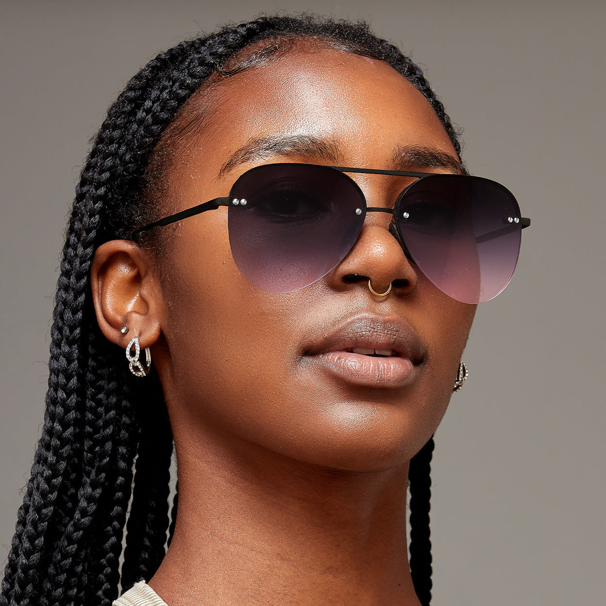 Smaller Megan 2 Faded Purple Pink - Tangle Free Aviator Sunglasses by TopFoxx