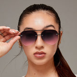 Smaller Megan 2 Faded Purple Pink - Tangle Free Aviator Sunglasses by TopFoxx