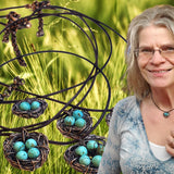 Copper Robin Nest Necklace with Up To 5 Beads by Alexa Martha Designs