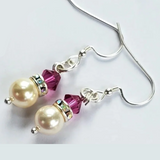 Silver Swarovski Crystal Pearl Stack Earrings in Various Colors by Alexa Martha Designs
