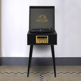 Victor Newbury 8-in-1 Music Center w Chair-Height Legs, USB Slot & AM FM Radio