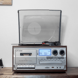 Victor Cosmopolitan 8-in-1 Turntable Music Center with Bluetooth, USB & Cassette