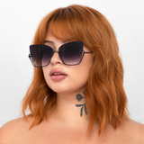 Vixen - Black Lens Black Frame Metal Cateye Sunglasses by TopFoxx