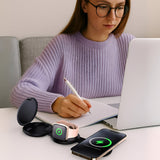 Power & Comfort Trio – Sip & Charge Mug Warmer, All-in-One Alarm Clock & 5-in-1 Folding Charging Station