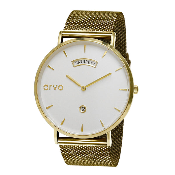 Arvo Awristacrat Watch - Gold - Gold Mesh Band by Arvo