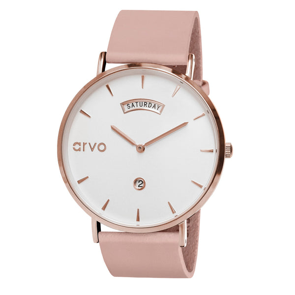 Arvo Awristacrat Watch - Rose - Blush Leather by Arvo