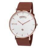Arvo Awristacrat Watch - Rose - Mahogany Leather by Arvo