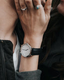 Arvo White Time Sawyer Watch - Silver - Black Leather by Arvo