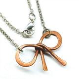Wire Wrapped Copper Bow Tie Silver Chain Necklace