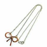 Wire Wrapped Copper Bow Tie Silver Chain Necklace