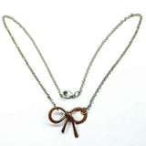 Wire Wrapped Copper Bow Tie Silver Chain Necklace