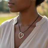 Wire Wrapped Copper Hammered Open Heart Crystal Necklace