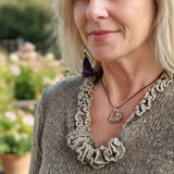 Wire Wrapped Copper Hammered Open Heart Crystal Necklace
