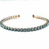 Wire Wrapped Turquoise Crystal Tennis Bangle Bracelet