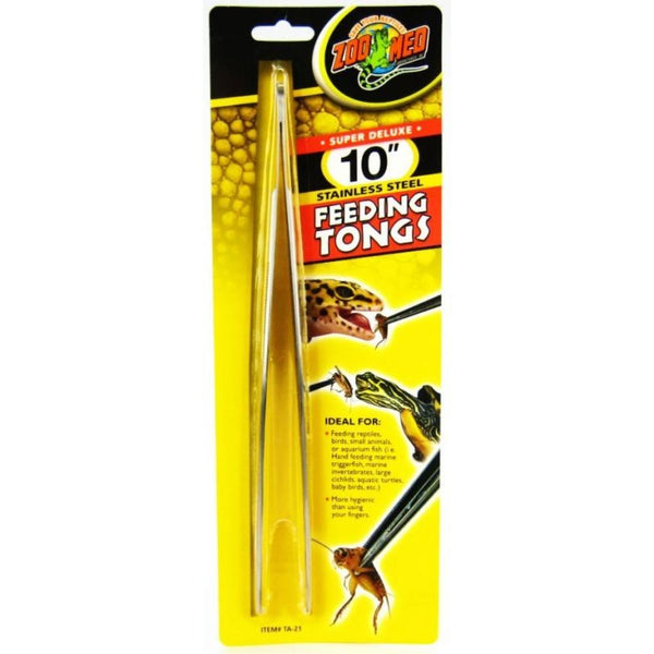 Zoo Med Angled Stainless Steel Feeding Tongs - 1 Pack - (10" Long)