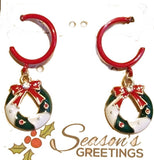 Christmas Wreath Dangle Hoop Earrings by Fashion Hut Jewelry