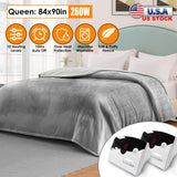 Electric Heated Queen Size Fleece Heated Blanket with Dual Controller 10 Heating Levels 10 Hours Auto Off Machine Washable for Home Office Usage 84x90