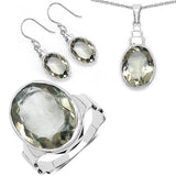27.00 ct. Genuine Amethyst .925 Sterling Silver Ring, Pendant and Earrings Set