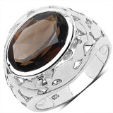 16.90 ct. Genuine Smoky Quartz .925 Sterling Silver Ring, Pendant and Earrings Set