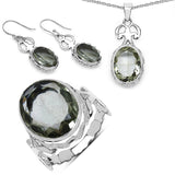 27.00 ct. Genuine Amethyst .925 Sterling Silver Ring, Pendant and Earrings Set