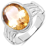 18.40 Carat Genuine Citrine .925 Sterling Silver Ring, Pendant and Earrings Set