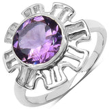 7.07 Carat Genuine Amethyst .925 Sterling Silver Ring, Pendant and Earrings Set