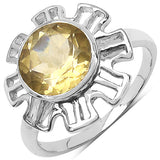 7.35 Carat Genuine Citrine .925 Sterling Silver Ring, Pendant and Earrings Set
