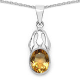 7.40 Carat Citrine .925 Sterling Silver Pendant Set