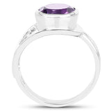 2.40 ct. Genuine Amethyst .925 Sterling Silver Ring