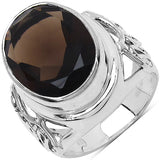7.80 ct Genuine Smoky Quartz .925 Sterling Silver Ring