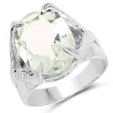 8.20 Carat Genuine Green Amethyst .925 Sterling Silver Ring
