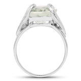 8.20 Carat Genuine Green Amethyst .925 Sterling Silver Ring
