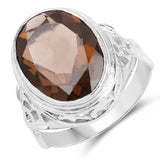 7.80 ct. Genuine Smoky Quartz .925 Sterling Silver Ring for women