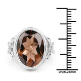 7.80 ct. Genuine Smoky Quartz .925 Sterling Silver Ring for women