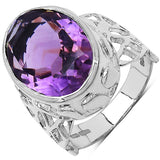 7.83 Carat Genuine Amethyst .925 Sterling Silver Ring for Women