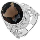 7.80 Carat Genuine Smoky Quartz .925 Sterling Silver Ring for Women