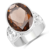 7.80 ct Genuine Smoky Quartz .925 Sterling Silver Ring