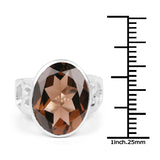 7.80 ct Genuine Smoky Quartz .925 Sterling Silver Ring