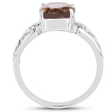 2.30 ct. Genuine Smoky Quartz .925 Sterling Silver Ring for women